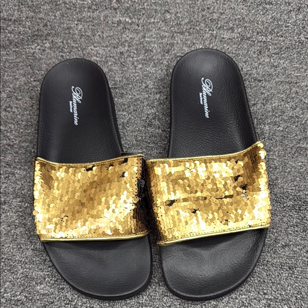 Blumarine Gold and/or Sequin Women's Slide Sandals